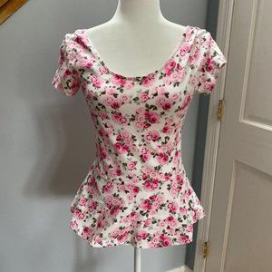 H&M Pink Floral Peplum Top